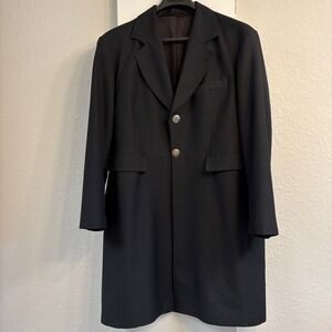 WAH MAKER FRONTIER Men's Black Wool Blend Long Frock Coat 48 USA Western Cowboy